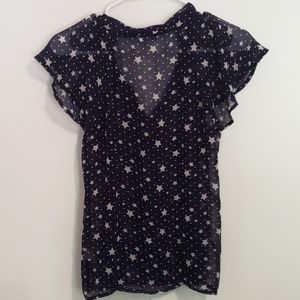 🌼3 for 22🌼Lily Star Blue White Stars Top Med